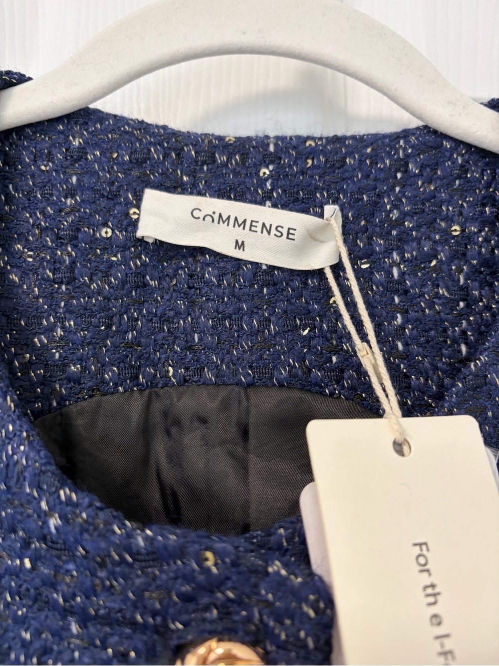 Commense Navy Tweed Metallic-Thread Shell - Picture 4 of 6